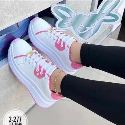 Women's Lace-up White Sneakers