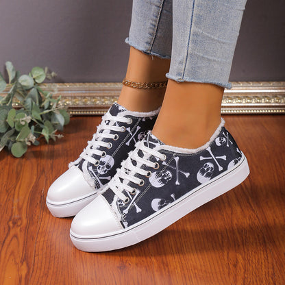 Versatile Flat Bottomed Lace Up Canvas Shoes