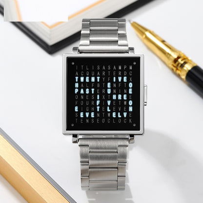 LED Letter Display Steel Watch